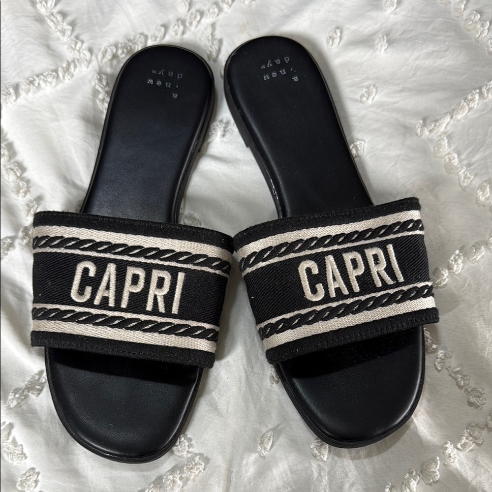 a new day Black and Cream Sandals